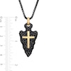 Thumbnail Image 2 of Men's Hammered Arrowhead and Cross Pendant in Two-Tone Stainless Steel - 24"