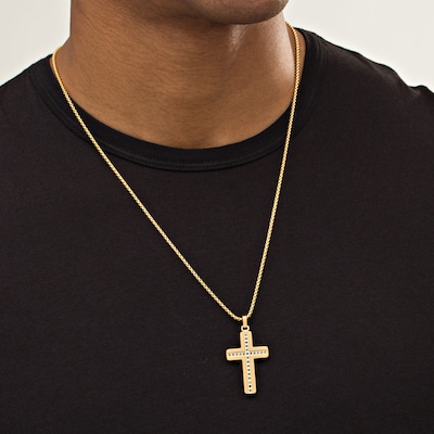 Arrow Jewelry Stainless Steel cross with diamond cut solid 14K gold cross pendant 