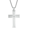 Thumbnail Image 0 of Men's Diamond Accent Stepped Edge Cross Pendant in Stainless Steel - 24"