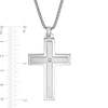 Thumbnail Image 2 of Men's Diamond Accent Stepped Edge Cross Pendant in Stainless Steel - 24"