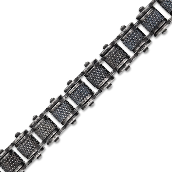 14.0mm Antique-Finish Motorcycle Chain Bracelet in Stainless Steel - 9.0"