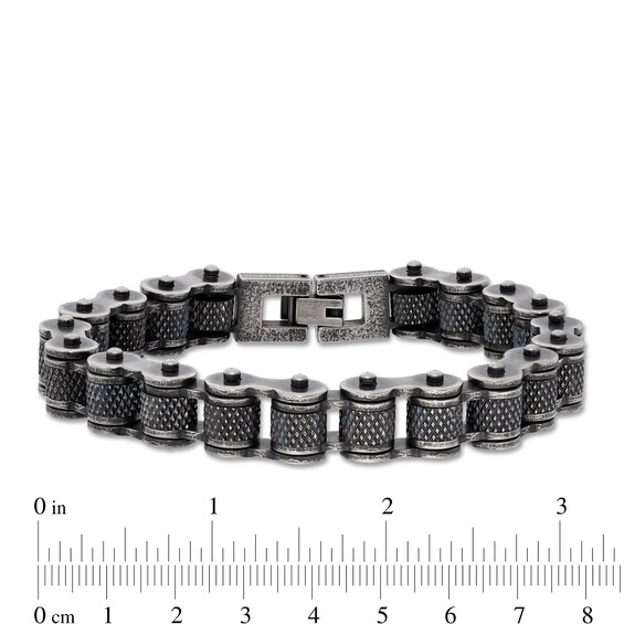 14.0mm Antique-Finish Motorcycle Chain Bracelet in Stainless Steel - 9.0"