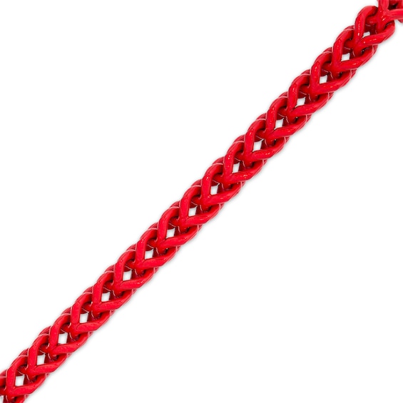 5.0mm Franco Snake Chain Bracelet in Stainless Steel with Red Acrylic - 9.0"