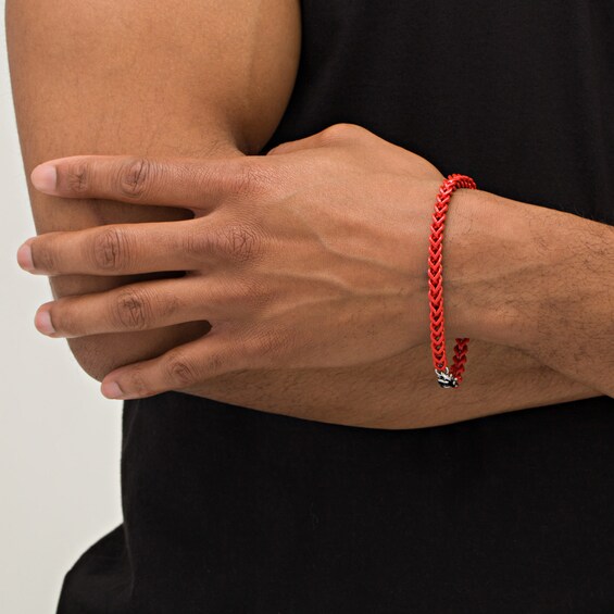 5.0mm Franco Snake Chain Bracelet in Stainless Steel with Red Acrylic - 9.0"