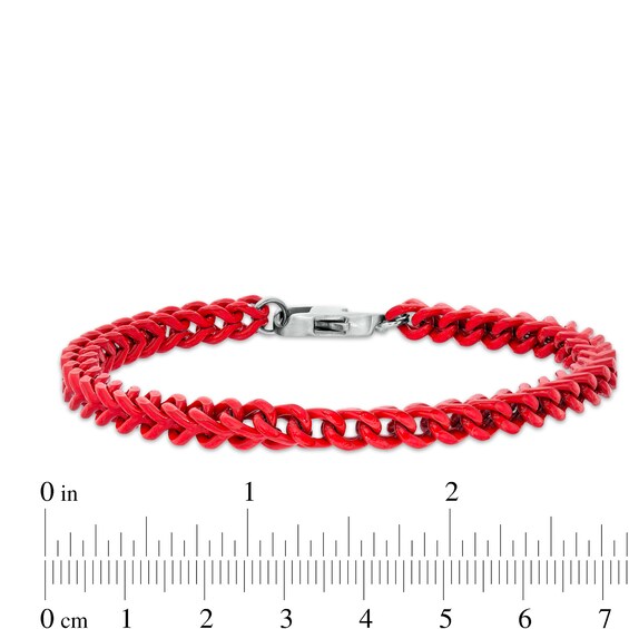 5.0mm Franco Snake Chain Bracelet in Stainless Steel with Red Acrylic - 9.0"