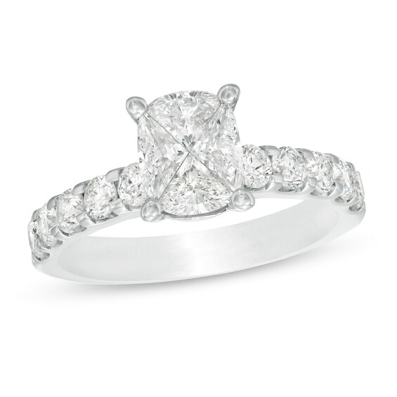 1-1/2 CT. T.w. Composite Diamond Cushion-Shaped Engagement Ring in 14K White Gold
