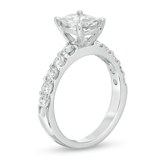 1-1/2 CT. T.w. Composite Diamond Cushion-Shaped Engagement Ring in 14K White Gold