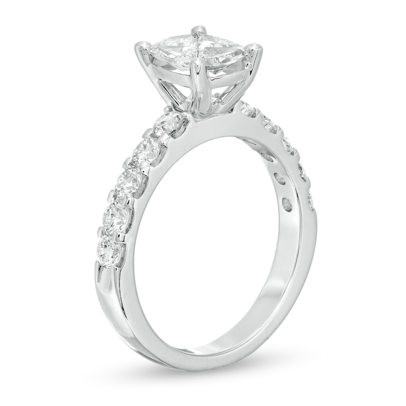 Main Image 3 of 1-1/2 CT. T.W. Composite Diamond Cushion-Shaped Engagement Ring in 14K White Gold