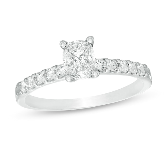 5/8 CT. T.w. Composite Diamond Cushion-Shaped Engagement Ring in 14K White Gold