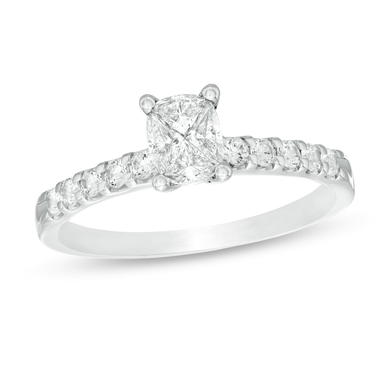 5/8 CT. T.W. Composite Diamond Cushion-Shaped Engagement Ring in 14K White Gold