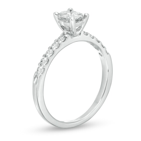 CT. T.w. Composite Diamond Cushion-Shaped Engagement Ring in 14K White Gold
