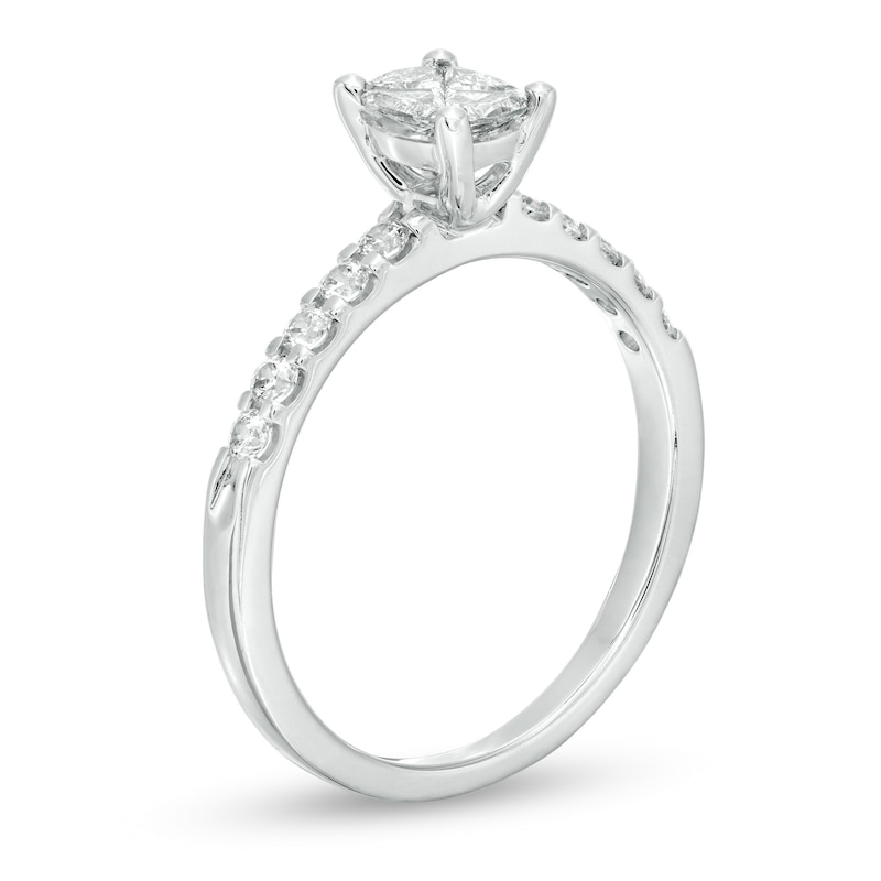 Main Image 3 of 5/8 CT. T.W. Composite Diamond Cushion-Shaped Engagement Ring in 14K White Gold