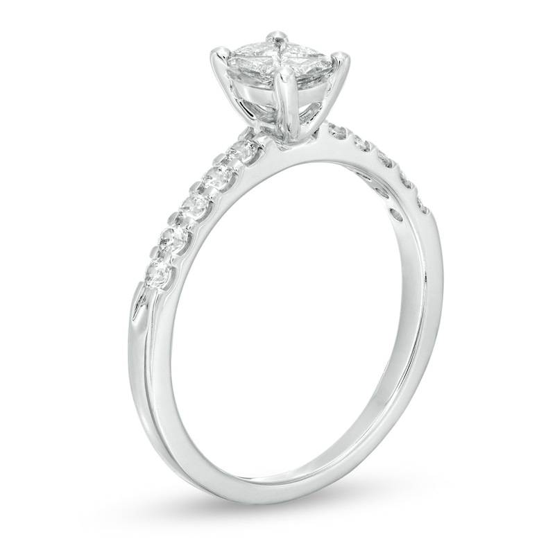 5/8 CT. T.W. Composite Diamond Cushion-Shaped Engagement Ring in 14K White Gold