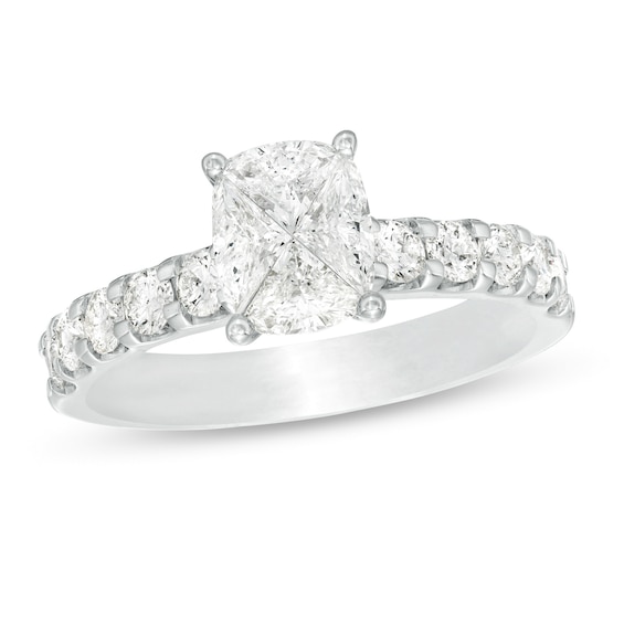 1-1/4 CT. T.w. Composite Diamond Cushion-Shaped Engagement Ring in 14K White Gold