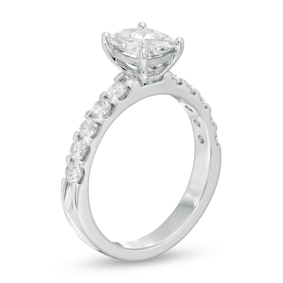 1-1/4 CT. T.w. Composite Diamond Cushion-Shaped Engagement Ring in 14K White Gold