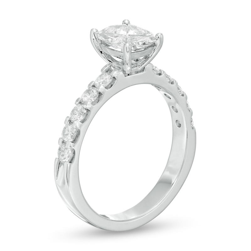 Main Image 3 of 1-1/4 CT. T.W. Composite Diamond Cushion-Shaped Engagement Ring in 14K White Gold