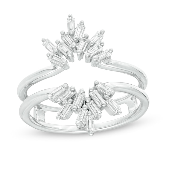 1/2 CT. T.w. Baguette Diamond Scatter Crown Solitaire Enhancer in 14K White Gold