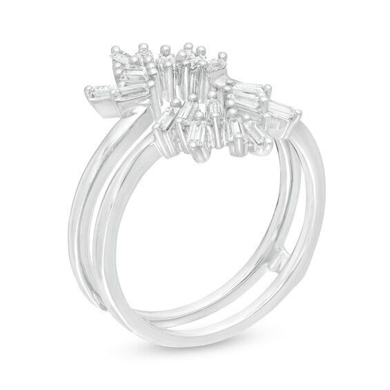 1/2 CT. T.w. Baguette Diamond Scatter Crown Solitaire Enhancer in 14K White Gold