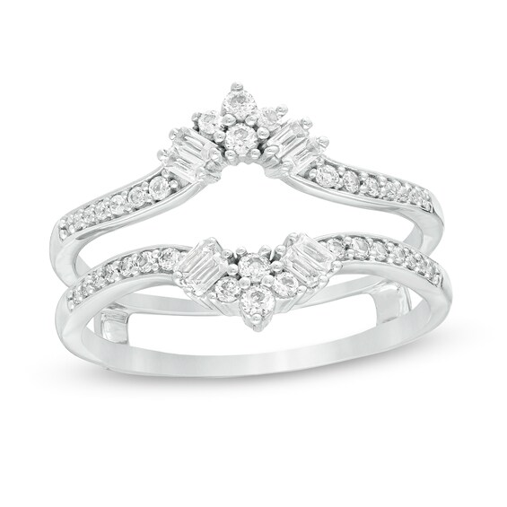 3/8 CT. T.w. Diamond Crown Solitaire Enhancer in 14K White Gold