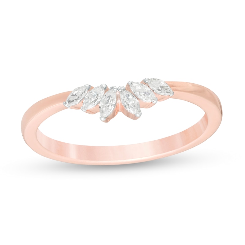 Main Image 1 of 1/6 CT. T.W. Marquise Diamond Anniversary Band in 14K Rose Gold