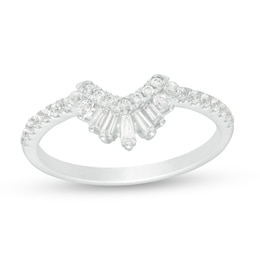 3/8 CT. T.W. Diamond Contour Crown Anniversary Band in 14K White Gold