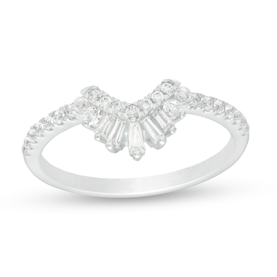 3/8 CT. T.w. Diamond Contour Crown Anniversary Band in 14K White Gold