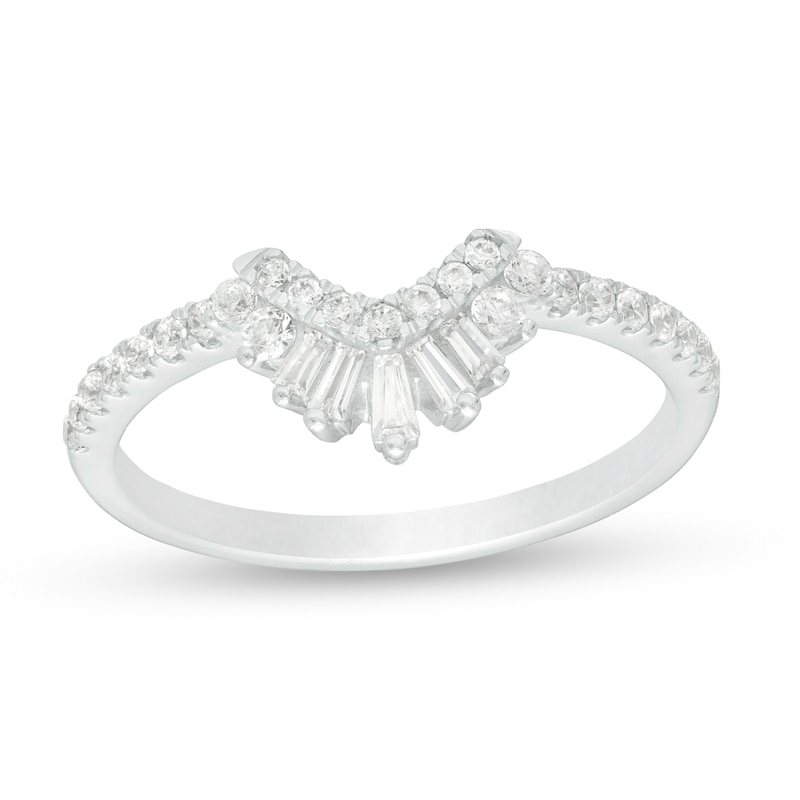 Main Image 1 of 3/8 CT. T.W. Diamond Contour Crown Anniversary Band in 14K White Gold