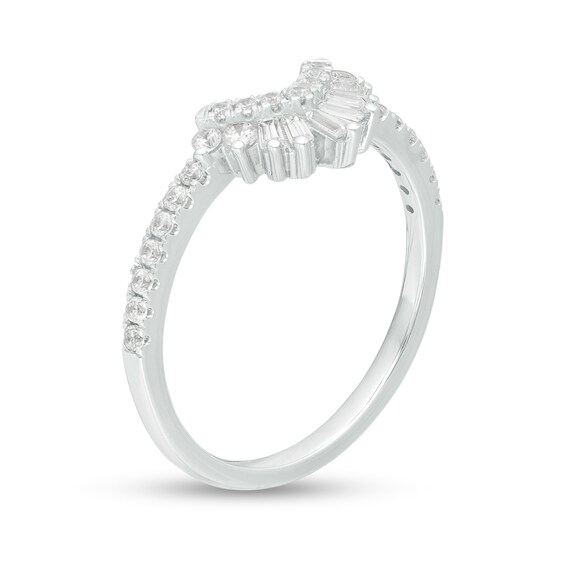 3/8 CT. T.w. Diamond Contour Crown Anniversary Band in 14K White Gold