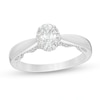 Thumbnail Image 1 of Celebration Ideal 3/4 CT. T.W. Oval Certified Diamond Frame Engagement Ring in 14K White Gold (I/I1)