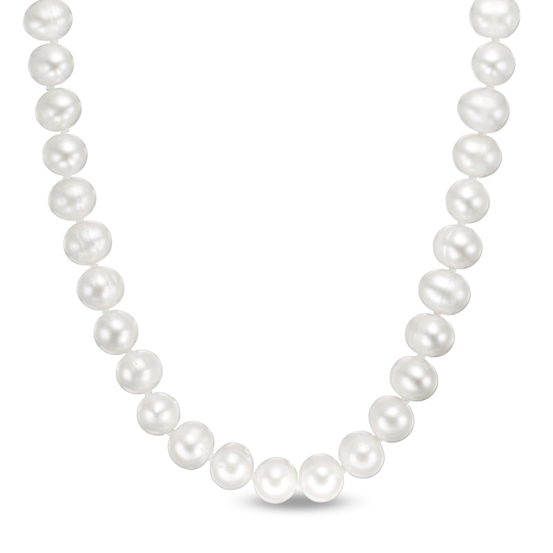 9.0 - 10.0mm Cultured Freshwater Pearl Knotted Strand Necklace with ...