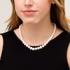 Thumbnail Image 1 of 9.0-10.0mm Freshwater Cultured Pearl Knotted Strand Necklace with Sterling Silver Clasp-18"