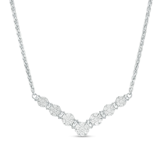 1/2 CT. T.w. Composite Diamond Chevron Necklace in 10K White Gold