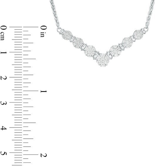 1/2 CT. T.w. Composite Diamond Chevron Necklace in 10K White Gold