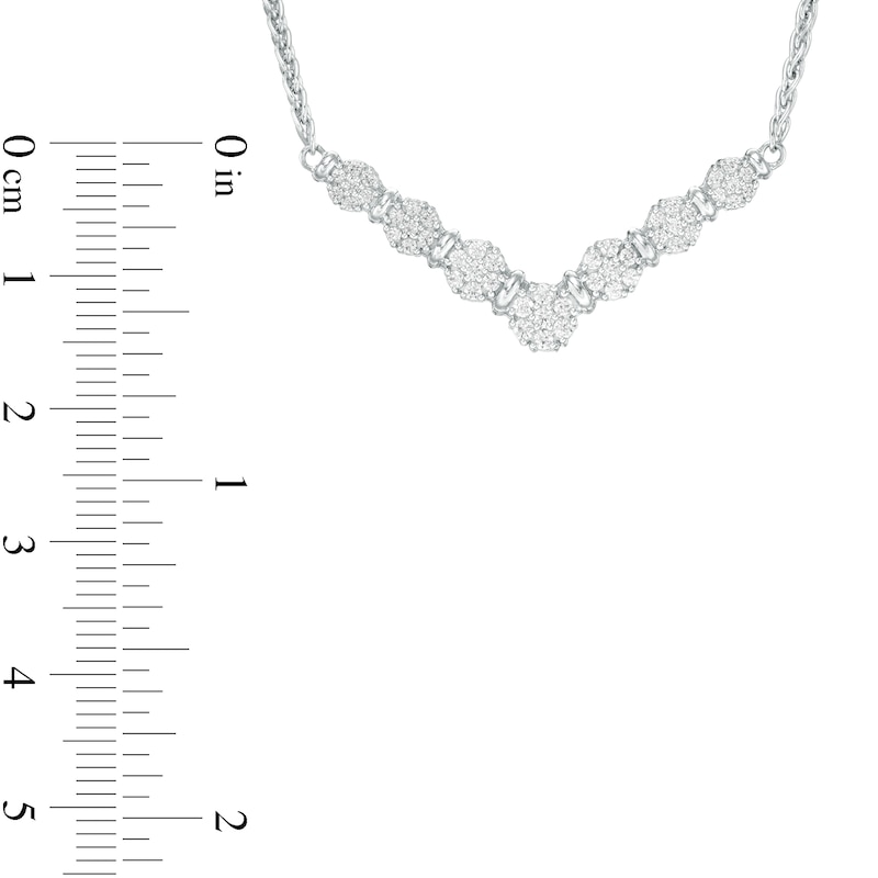 Main Image 3 of 1/2 CT. T.W. Composite Diamond Chevron Necklace in 10K White Gold