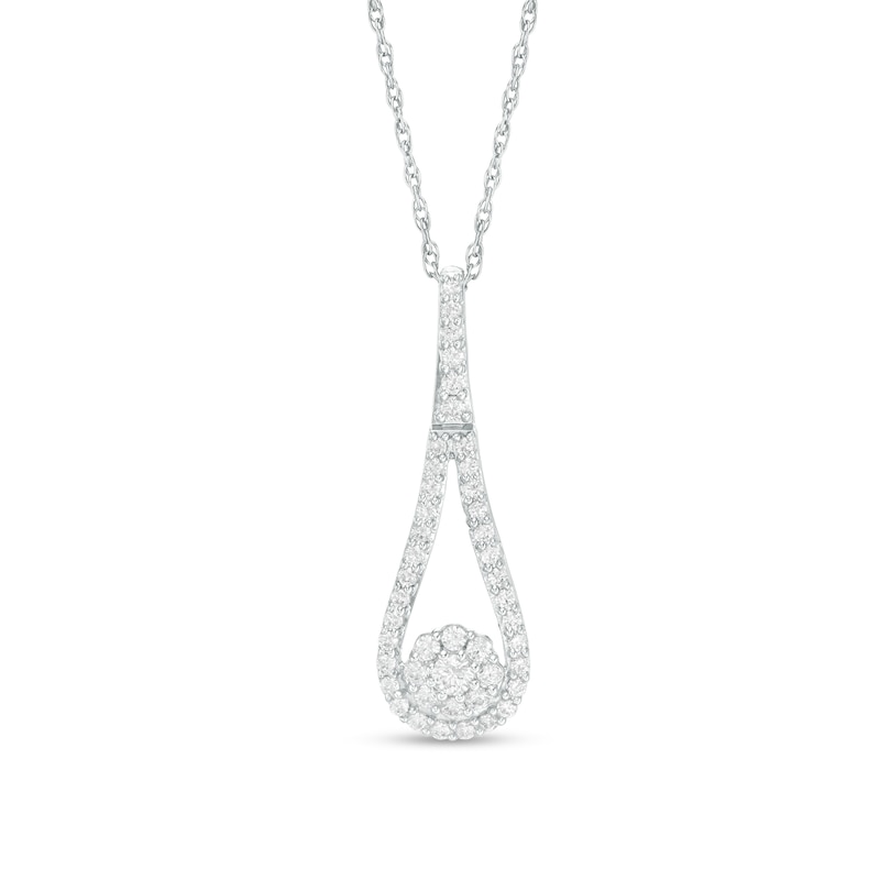 Main Image 1 of 1/2 CT. T.W. Composite Diamond Frame Teardrop Pendant in 10K White Gold