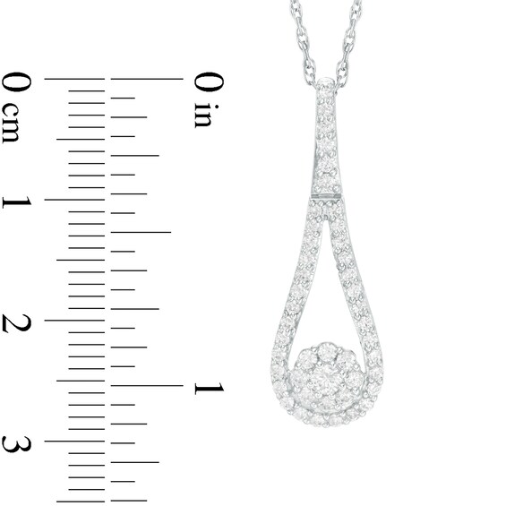1/2 CT. T.w. Composite Diamond Frame Teardrop Pendant in 10K White Gold