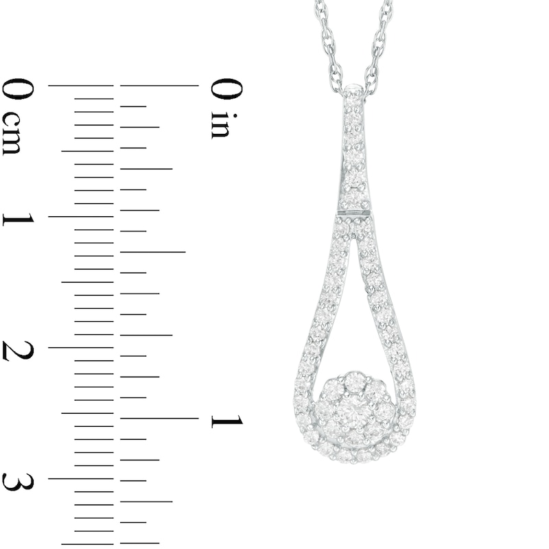 Main Image 3 of 1/2 CT. T.W. Composite Diamond Frame Teardrop Pendant in 10K White Gold