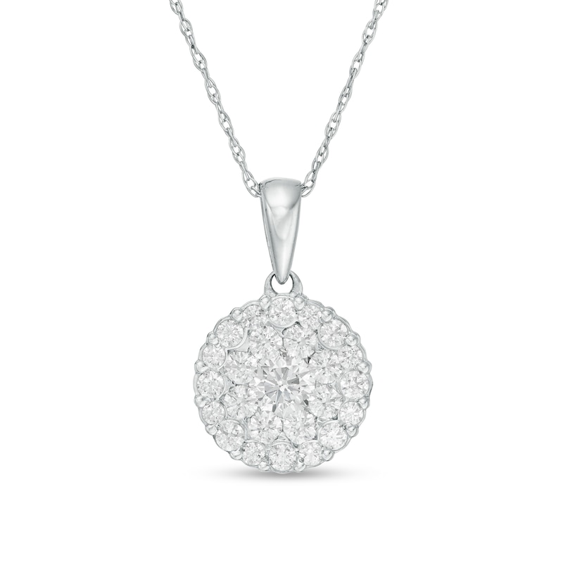Main Image 1 of 3/4 CT. T.W. Composite Diamond Double Frame Pendant in 10K White Gold