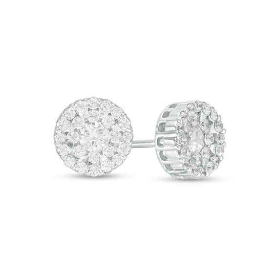 3/4 CT. T.w. Diamond Double Frame Stud Earrings in 10K White Gold
