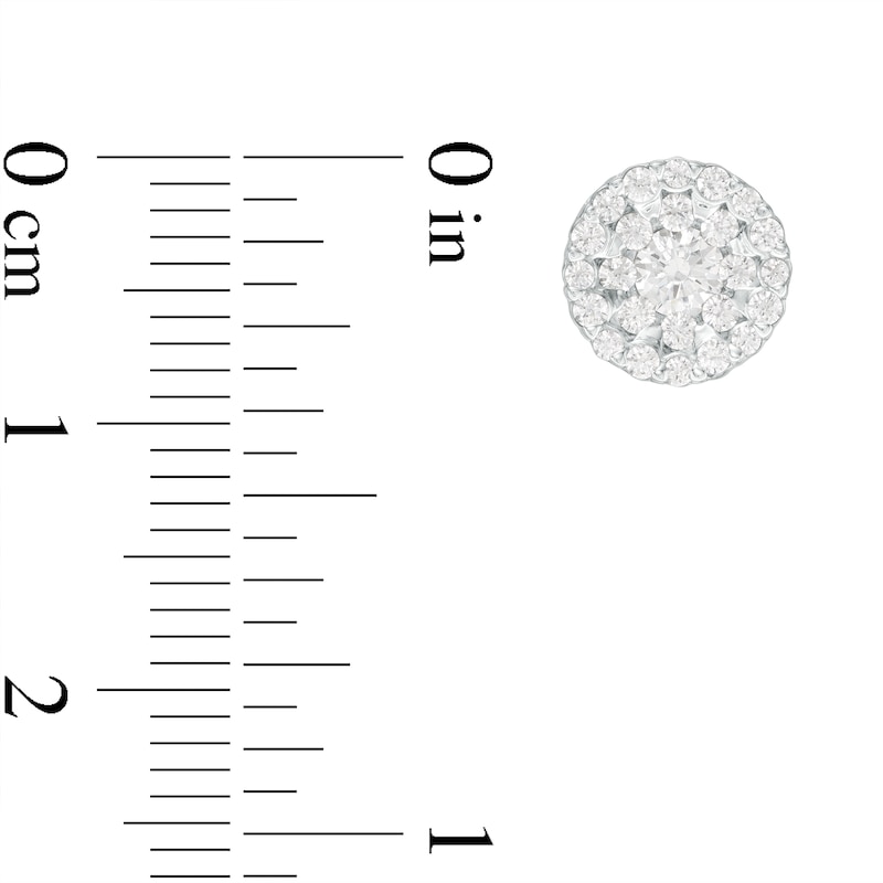 Main Image 3 of 3/4 CT. T.W. Diamond Double Frame Stud Earrings in 10K White Gold