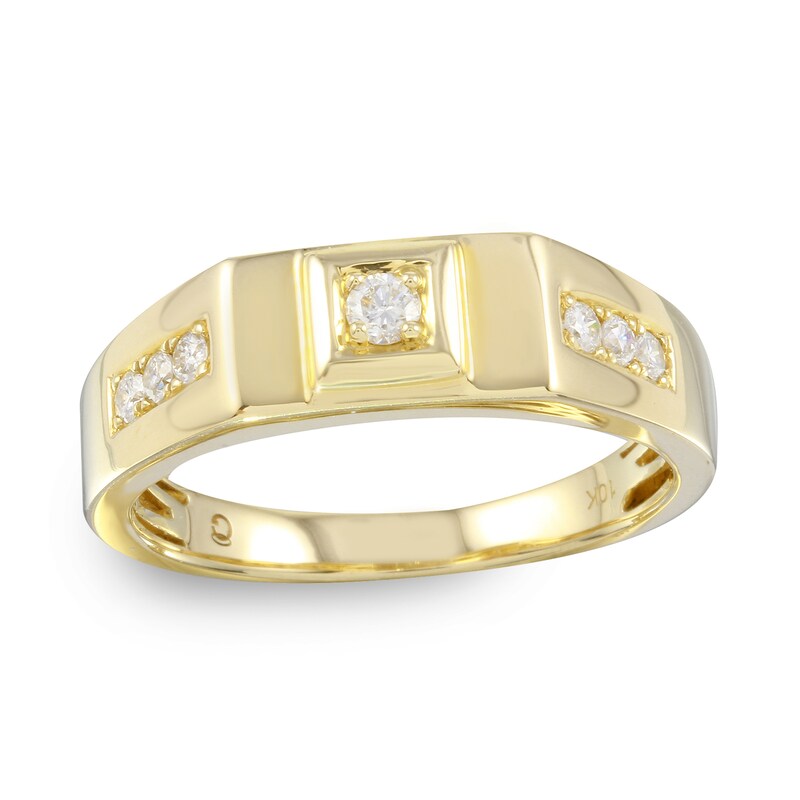 Men's 1/4 CT. T.W. Diamond Tri-Sides Ring in 10K Gold - Size 10