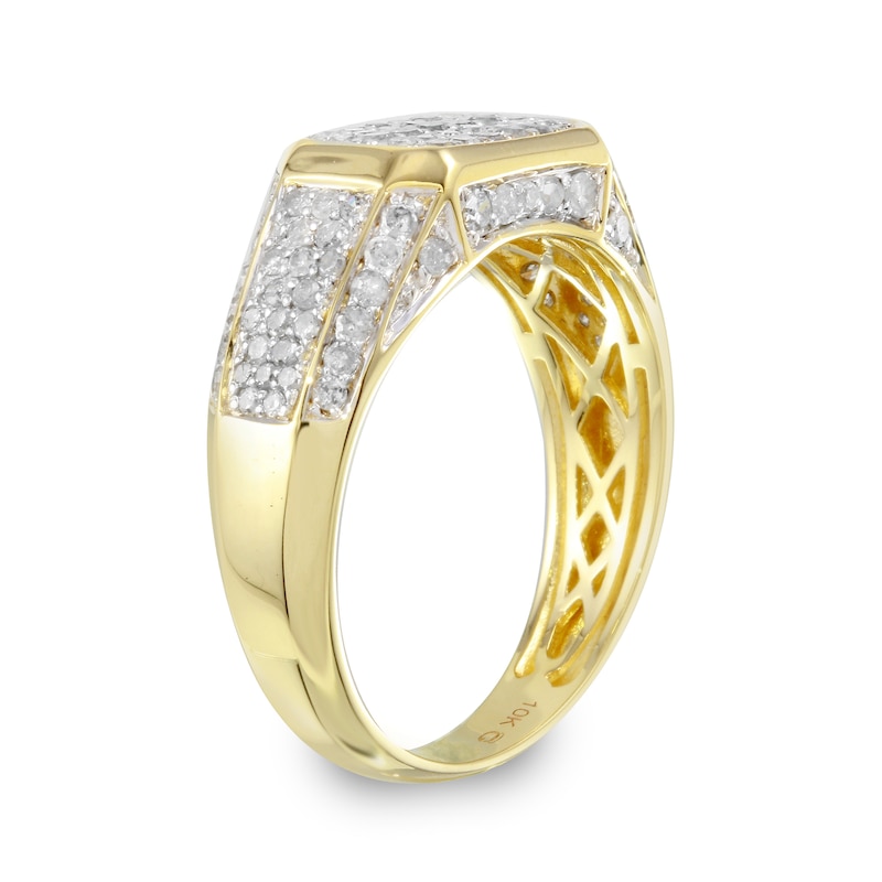 Men's 1 CT. T.W. Diamond Cushion-Top Ring in 10K Gold - Size 10