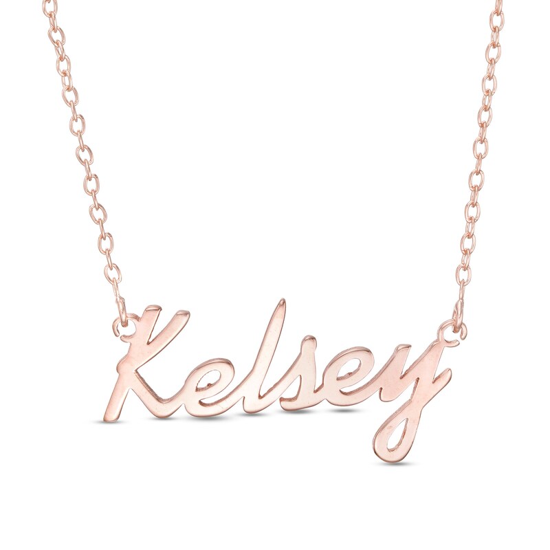 Script Name Necklace in Sterling Silver with 10K Rose Gold