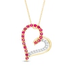 Thumbnail Image 1 of Ruby and 1/20 CT. T.W. Diamond Tilted Heart Pendant in 10K Gold