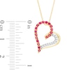 Thumbnail Image 3 of Ruby and 1/20 CT. T.W. Diamond Tilted Heart Pendant in 10K Gold