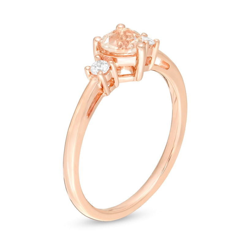 5.0mm Heart-Shaped Morganite and 1/10 CT. T.W. Diamond Ring in 10K Rose Gold