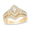 Thumbnail Image 1 of 1/5 CT. T.W. Composite Diamond Marquise Frame Bridal Set in Sterling Silver with 14K Gold Plate