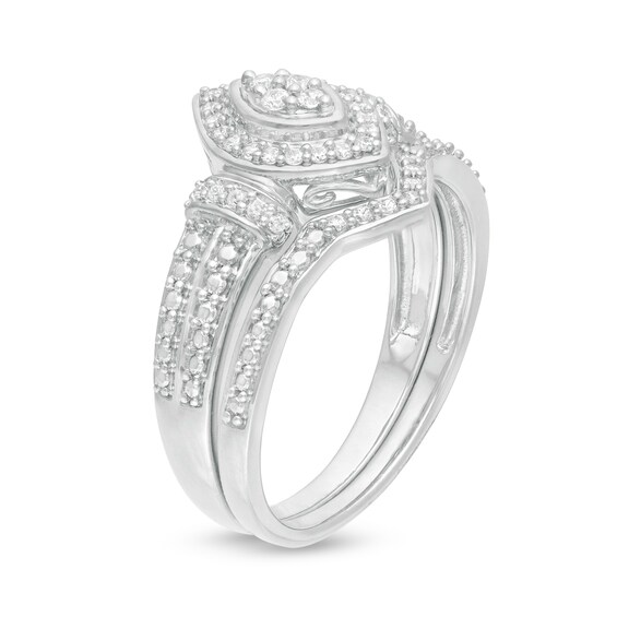 1/5 CT. T.W. Composite Diamond Marquise Frame Bridal Set in Sterling Silver 1/5 CT. T.W. Composite Diamond Marquise Frame Bridal Set in Sterling Silver