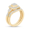 Thumbnail Image 3 of 1/5 CT. T.W. Composite Diamond Cushion Frame Vintage-Style Bridal Set in Sterling Silver with 14K Gold Plate