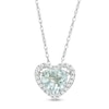 Thumbnail Image 1 of 6.0mm Aquamarine and 1/15 CT. T.W. Diamond Heart Pendant in 10K White Gold